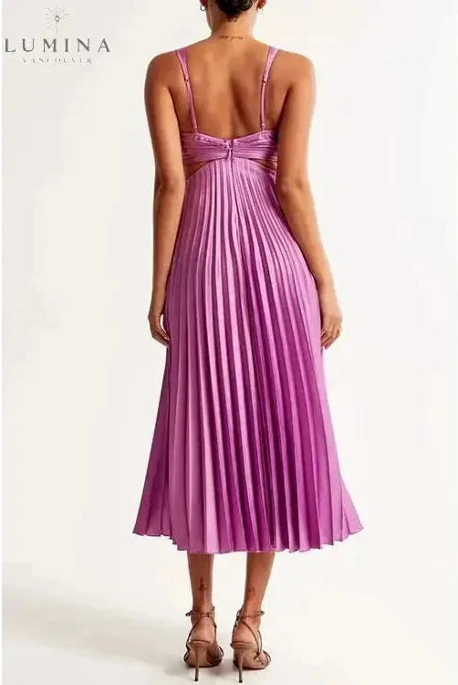 Lumina Wear Madeleine elegant yellow maxi evening dress with flowing fabric, ideal for wedding guests and formal occasions.