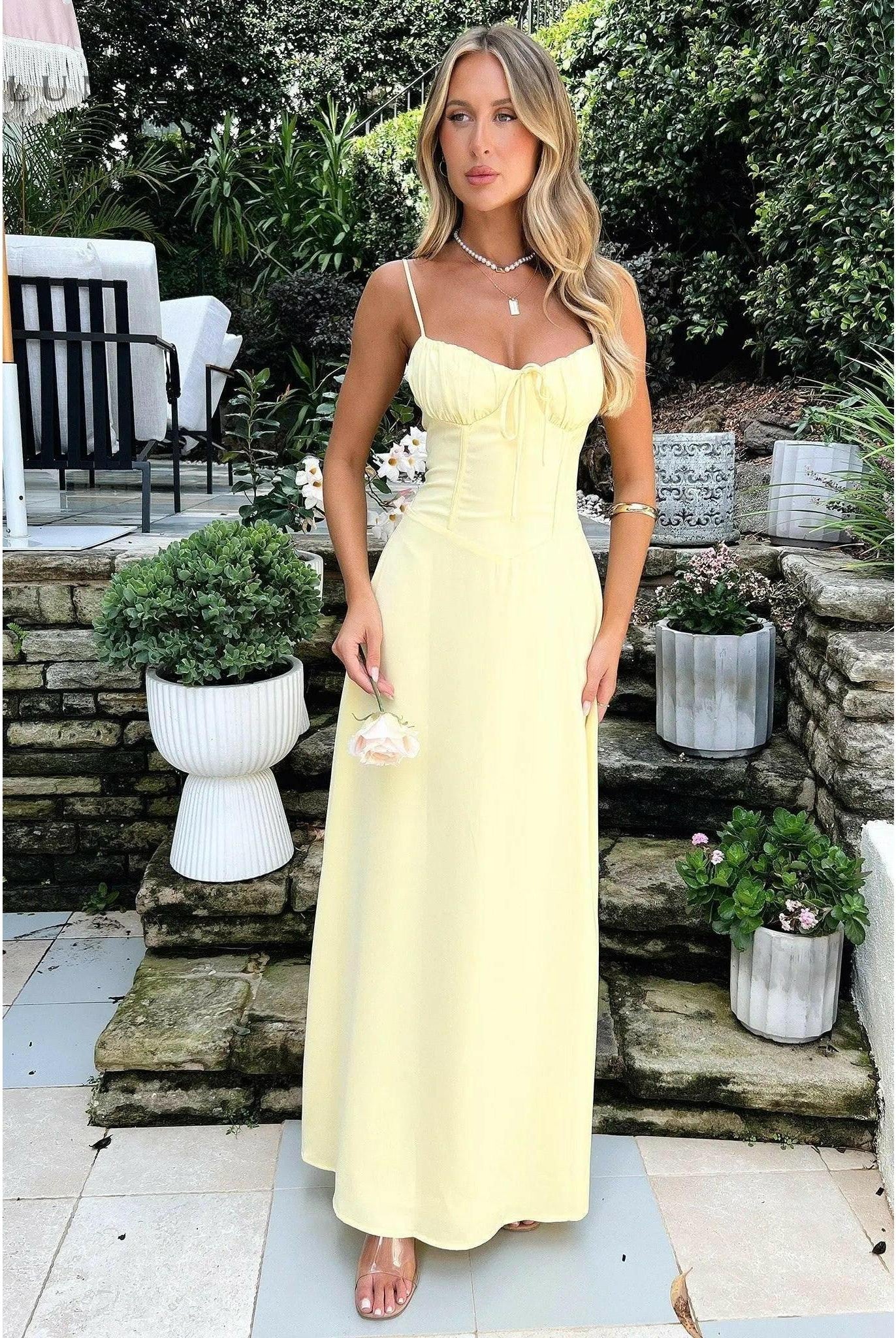 Maelys - Lace-Up Sleeveless Maxi Dress