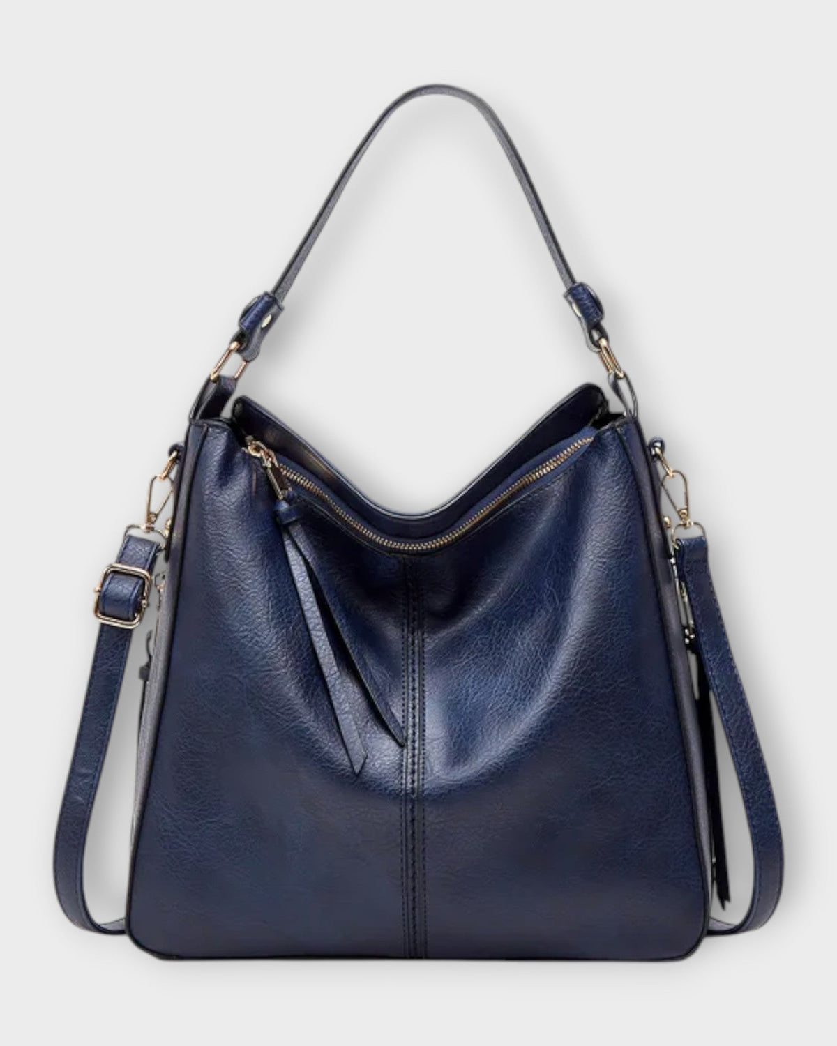 Black Lumina Wear Margaux slouchy hobo handbag with versatile straps, showing its relaxed shape and stylish design.
