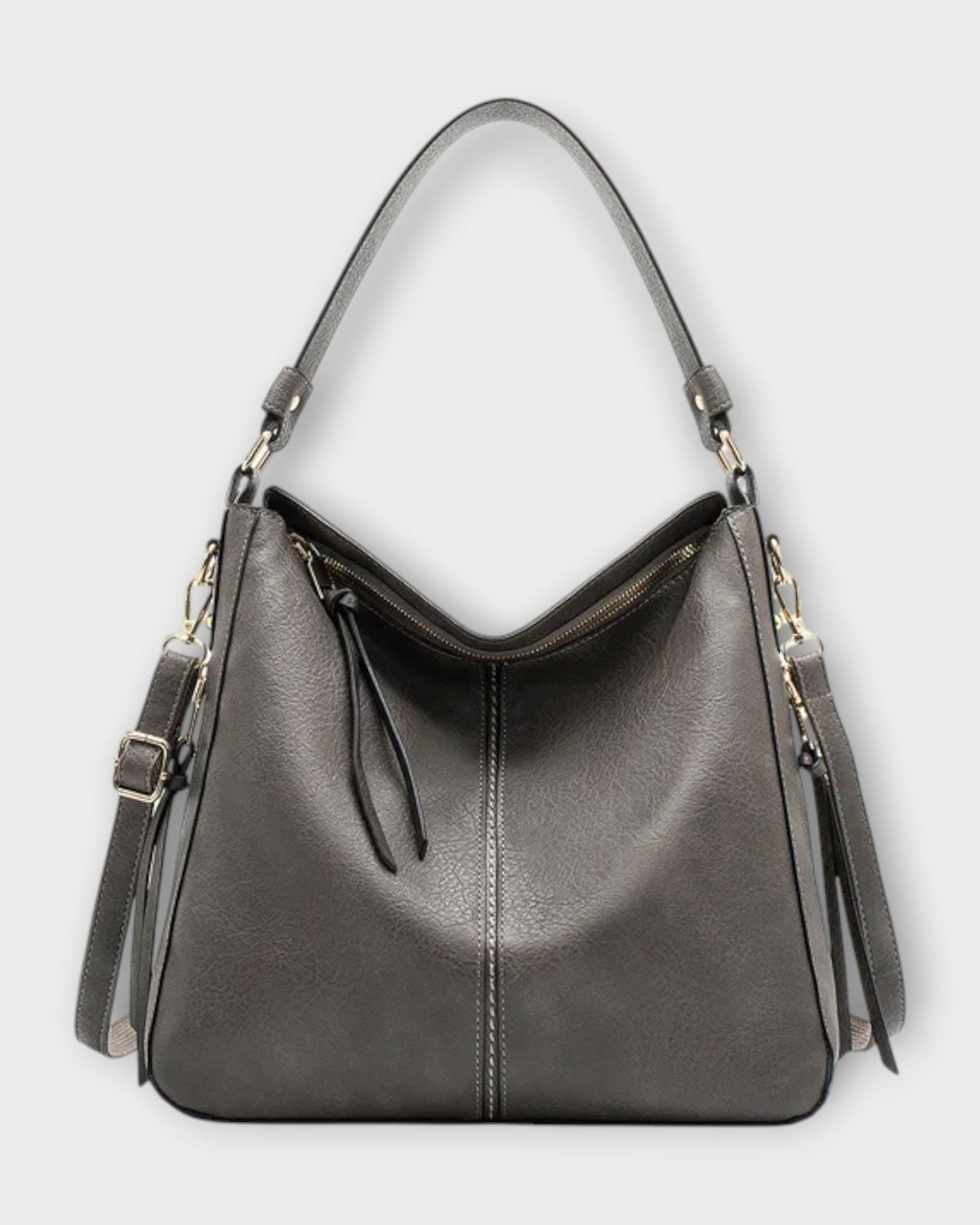 Black Lumina Wear Margaux slouchy hobo handbag with versatile straps, showcasing its relaxed, stylish design and spacious interior.