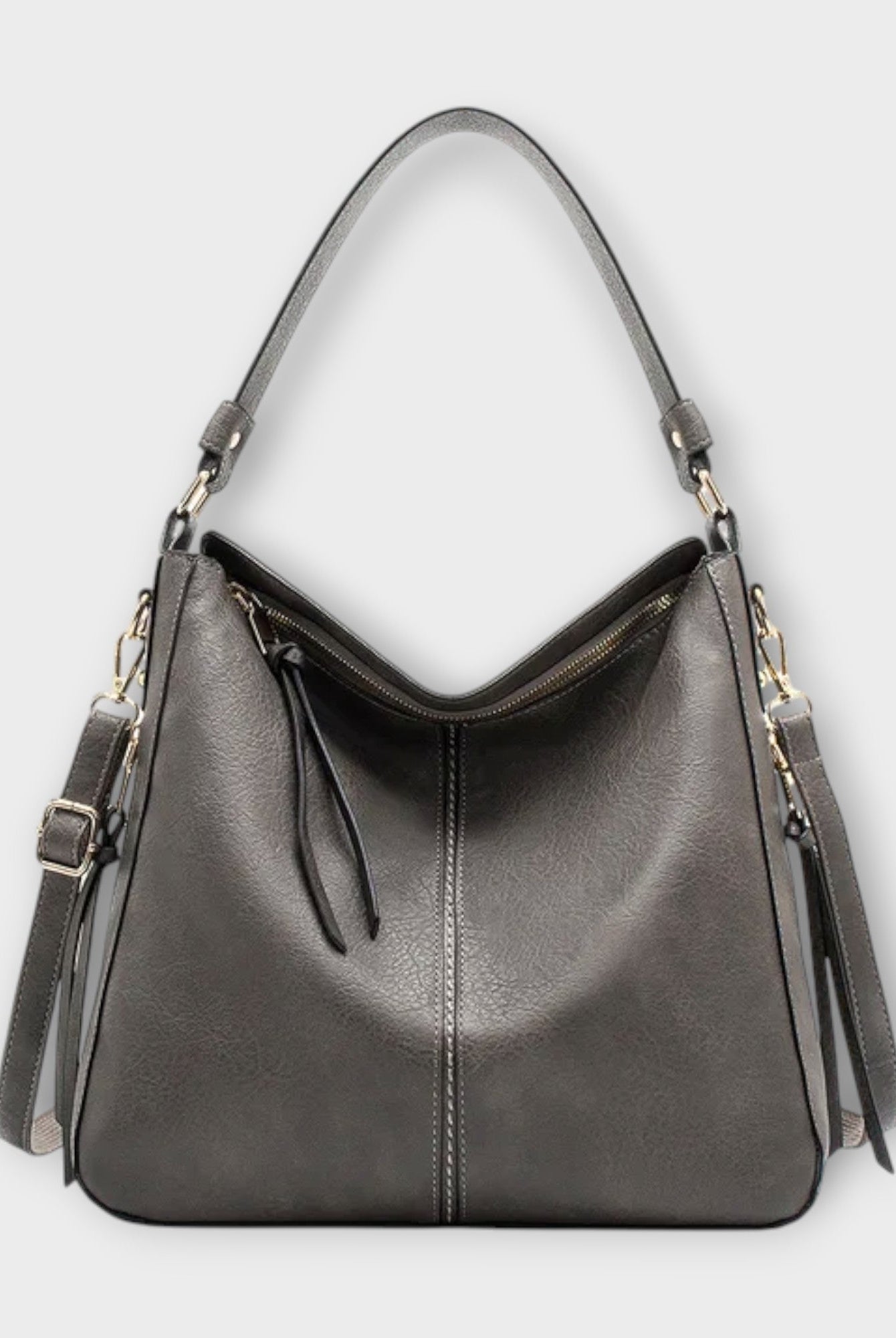 Lumina Wear Margaux black slouchy hobo handbag with versatile straps, soft leather and spacious interior.