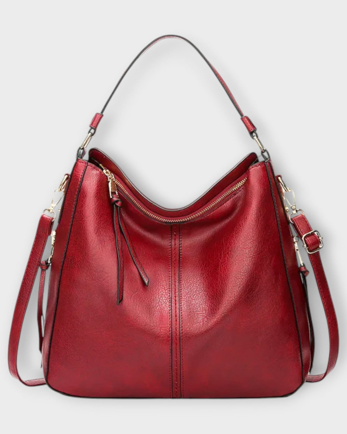 Black Lumina Wear Margaux slouchy hobo handbag with versatile straps, featuring a casual, effortless design and spacious interior.