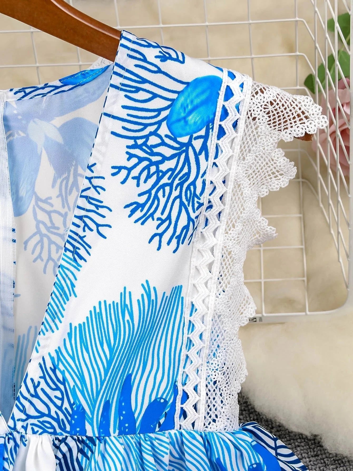 Blue sleeveless lace maxi dress by Lumina Vancouver, elegant and trendy for stylish summer occasions.