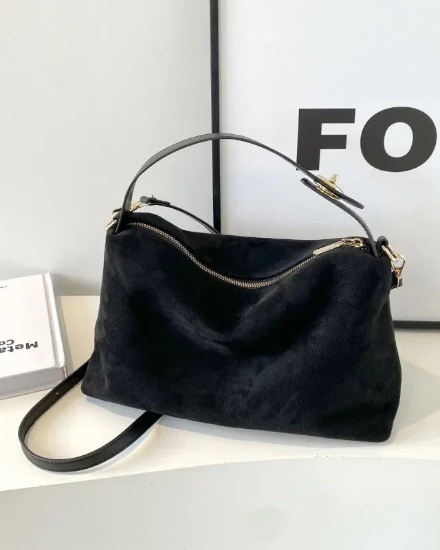 Lumina Wear Marielle textured minimalist shoulder bag with curved shape, in coffee color, stylish and compact handbag.