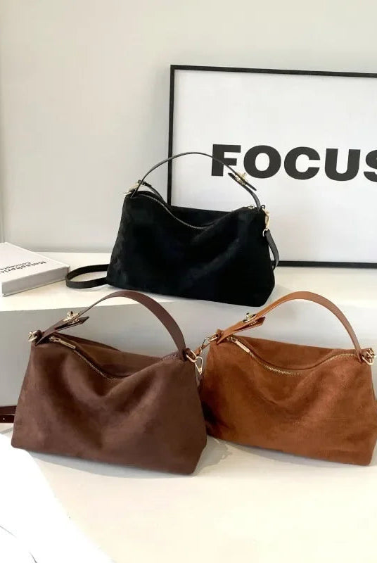 Marielle textured minimalist shoulder bag with curved shape by Lumina Wear, in coffee color, stylish and modern handbag.