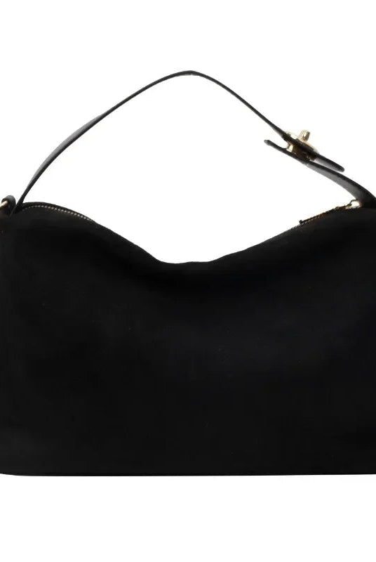 Lumina Marielle textured minimalist shoulder bag with curved shape in coffee color, stylish and sleek handbag for everyday use.