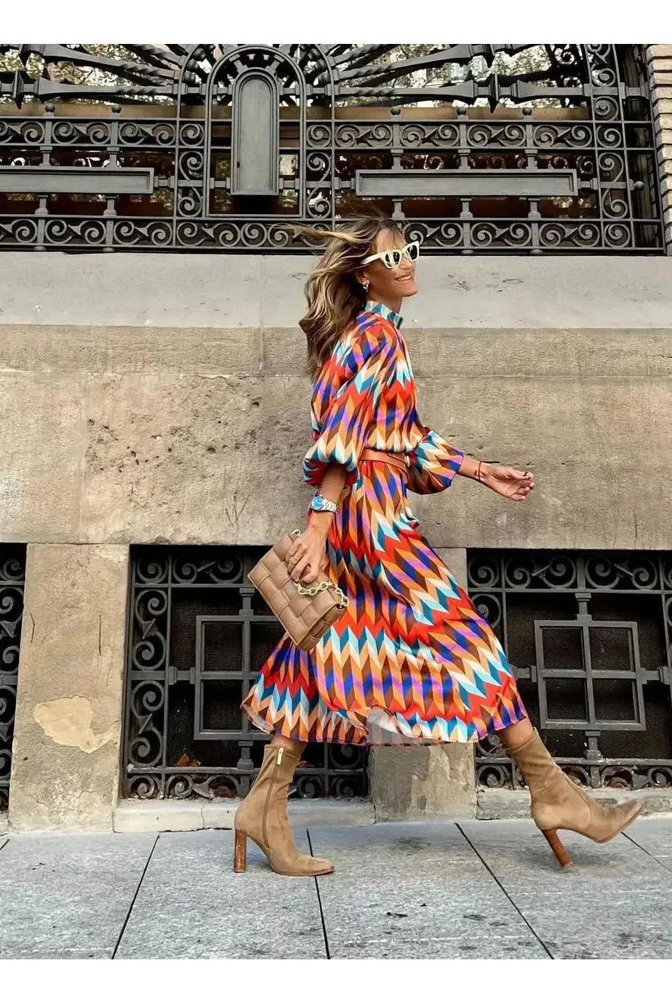 Marisol™ vibrant geometric dress by Lumina Vancouver featuring colorful patterns and a stylish fit.