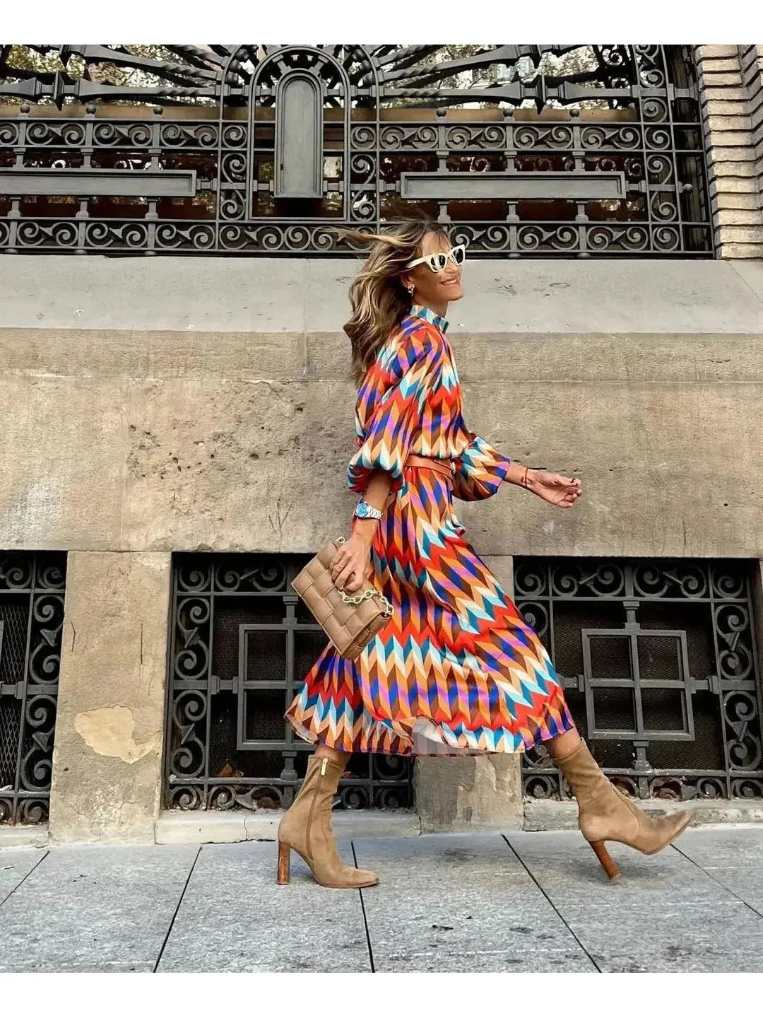 Marisol™ vibrant geometric dress by Lumina Vancouver featuring colorful patterns and a stylish fit.