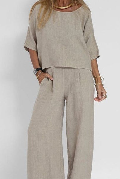 Light gray Mary relaxed fit coordinated outfit from Lumina Wear, featuring a casual dress with matching set design.