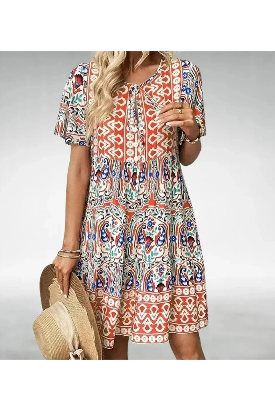 Orange elegant women's dress by Lumina Wear, featuring a flowing design and stylish fit for sophisticated occasions.