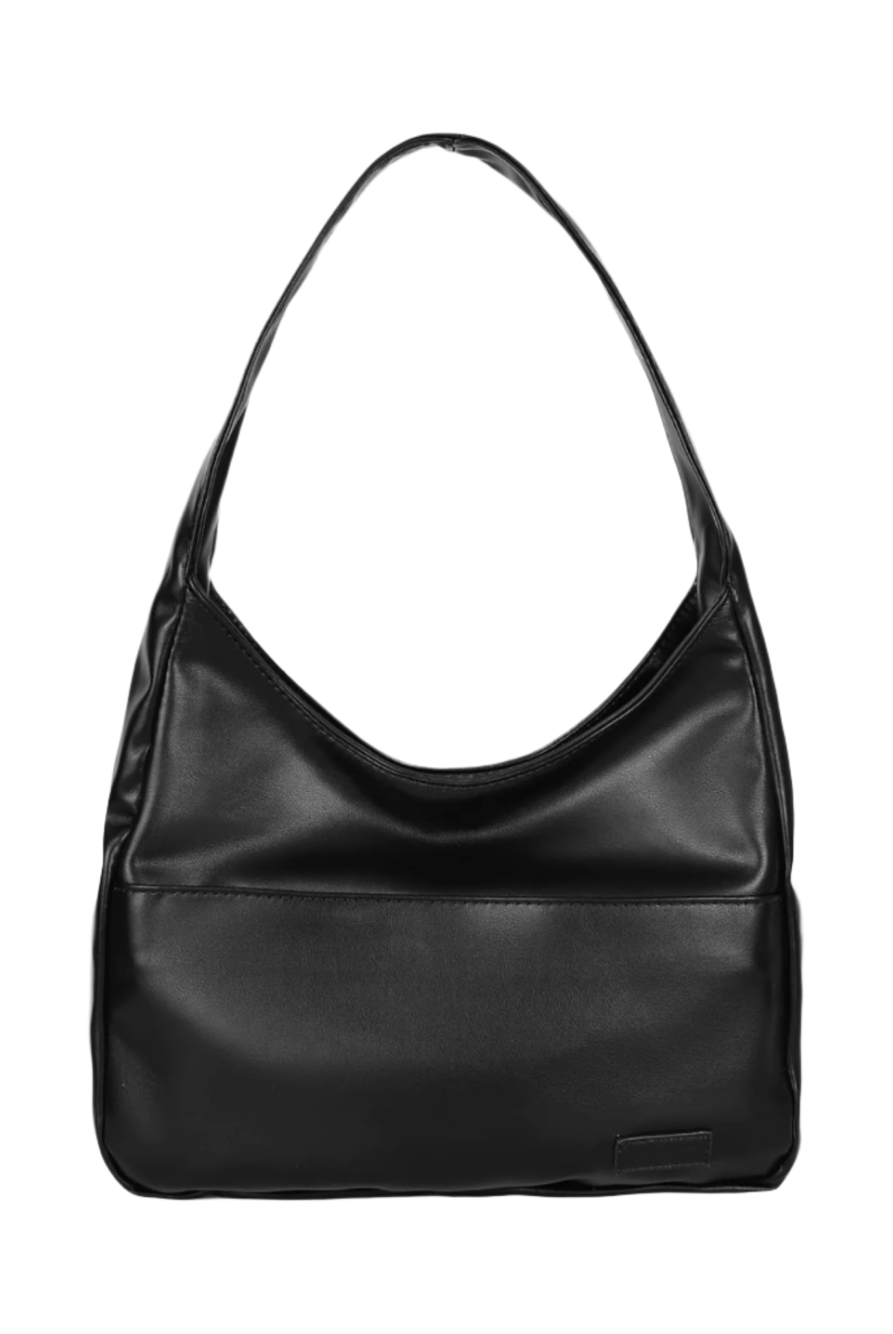 Black Lumina Maya shoulder bag with spacious design, chic vegan leather handbag with stylish silhouette and sturdy strap.