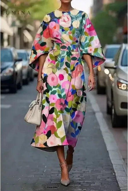 Michelle | Elegant Floral Dress - Lumina Vancouver