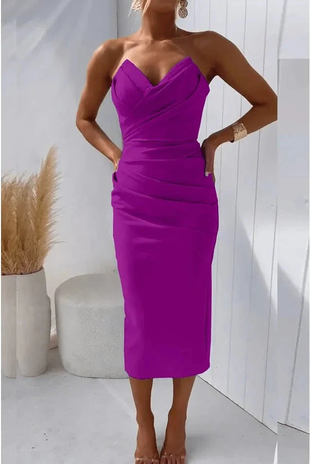 Blue Milly strapless dress by Lumina Vancouver, showcasing elegant design and fitted silhouette for formal occasions.