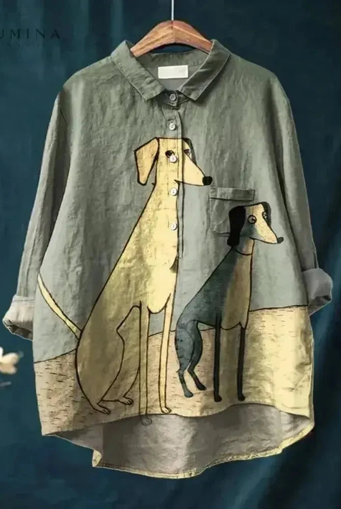 Multicolor Milo Canine Artwork T-Shirt by Lumina Wear featuring a vibrant dog illustration on a casual tee.