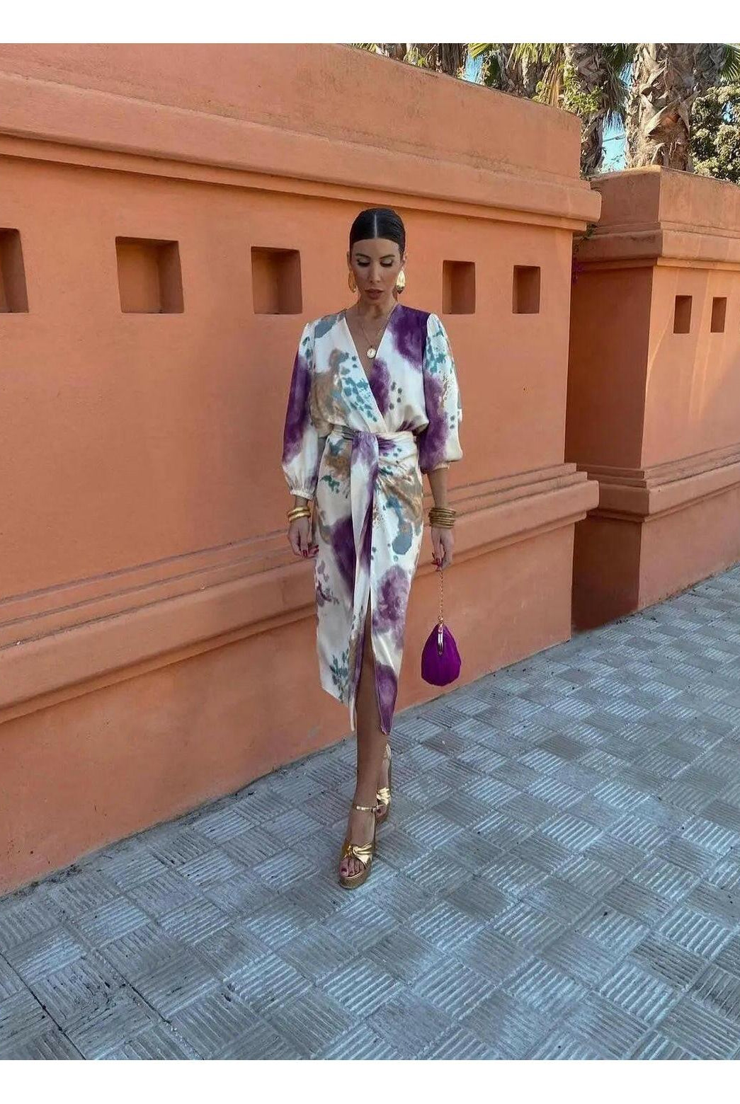 Elegant Lumina Wear Ilta Elegant Midi Dress in size S, featuring a stylish design perfect for special occasions.
