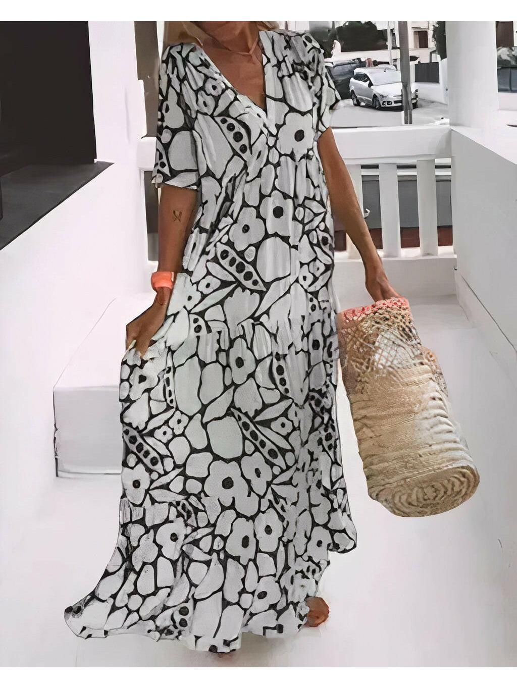 Green Myrtle™ relaxed summer dress by Lumina Wear, lightweight and casual, shown on a model with a flowy silhouette.