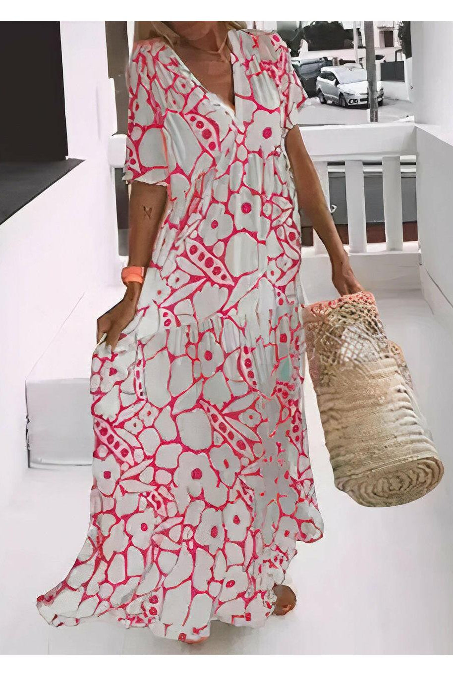 Green Myrtle™ relaxed summer dress by Lumina Wear, casual and comfortable, shown on a model.
