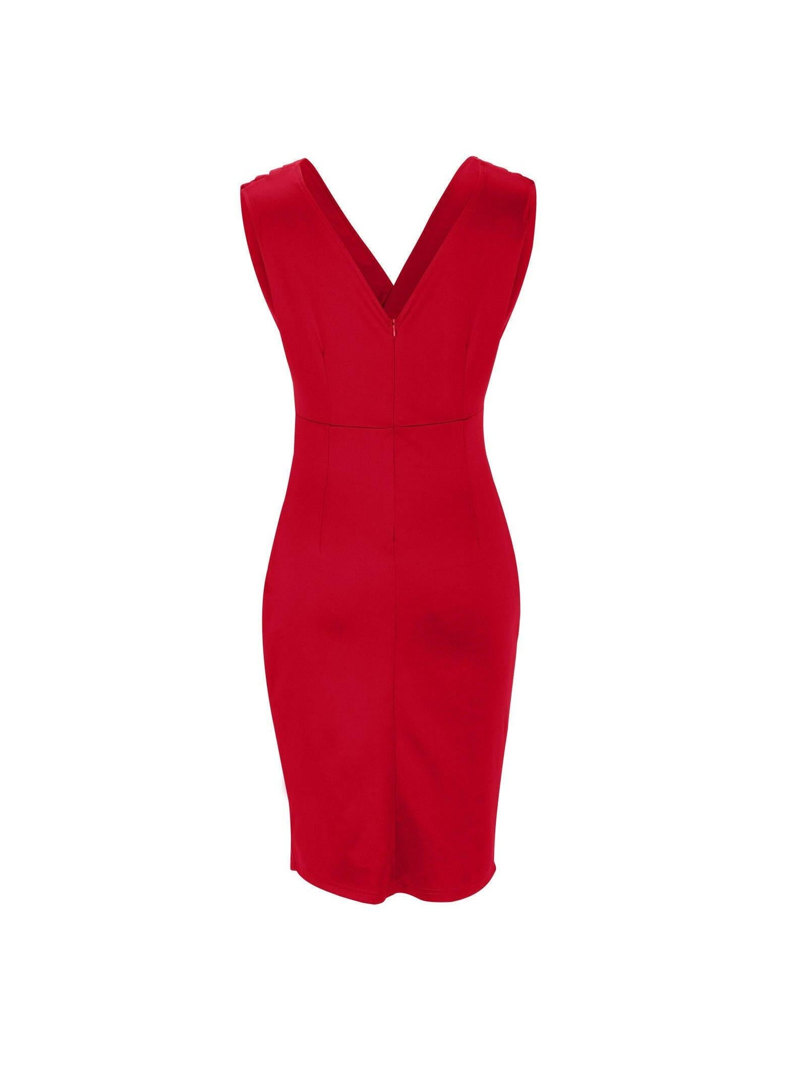 Red Nadinee™ V-neck dress with slit by Lumina Vancouver, featuring a stylish cut and elegant design.
