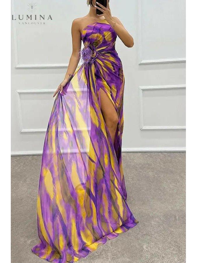 Naomi vibrant blue maxi dress by Lumina Vancouver, perfect for wedding guests, featuring flowing fabric and elegant design.