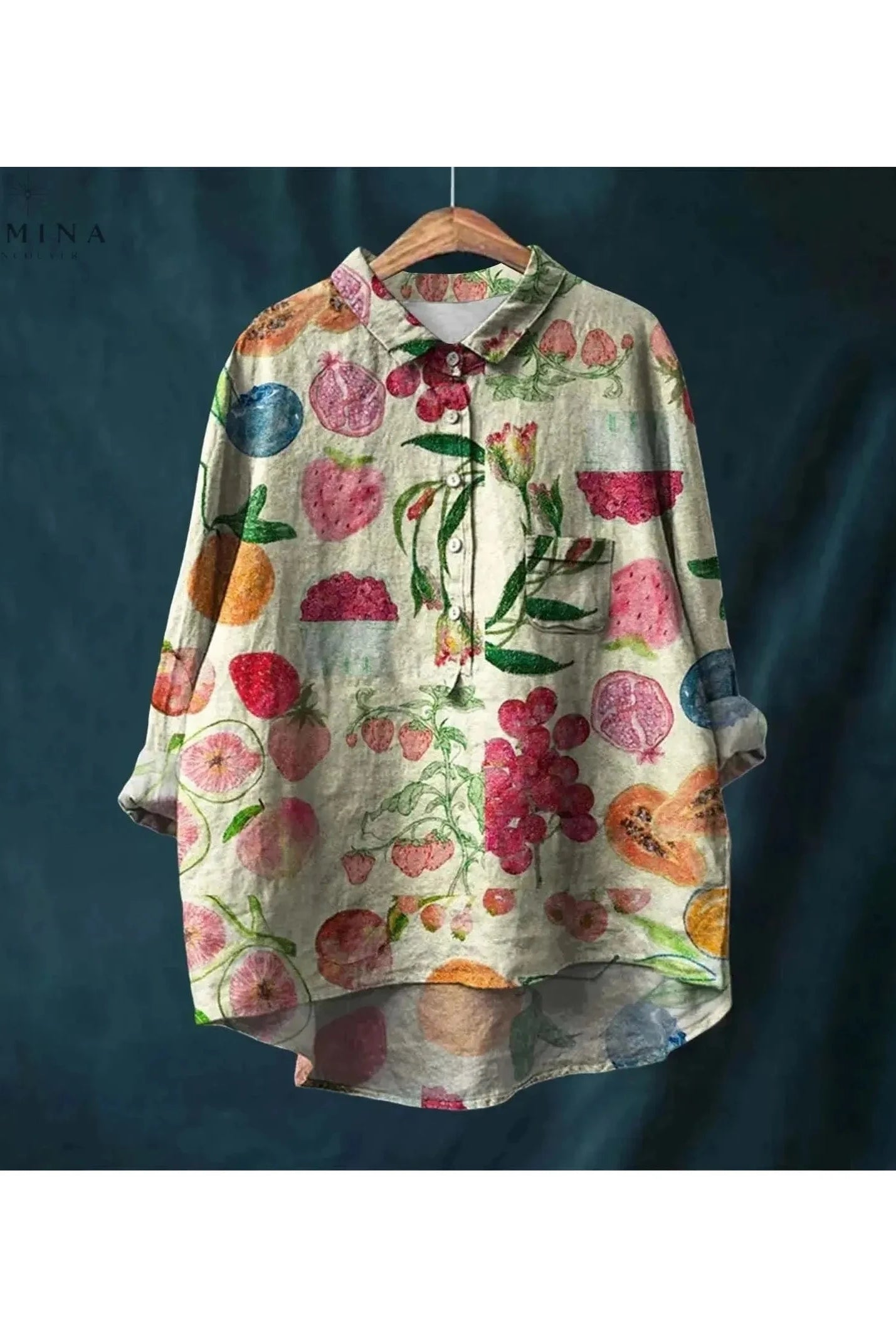 Gray Natasha Art Elegant Floral blouse by Lumina Wear, featuring a stylish floral design and a classic blouse silhouette.
