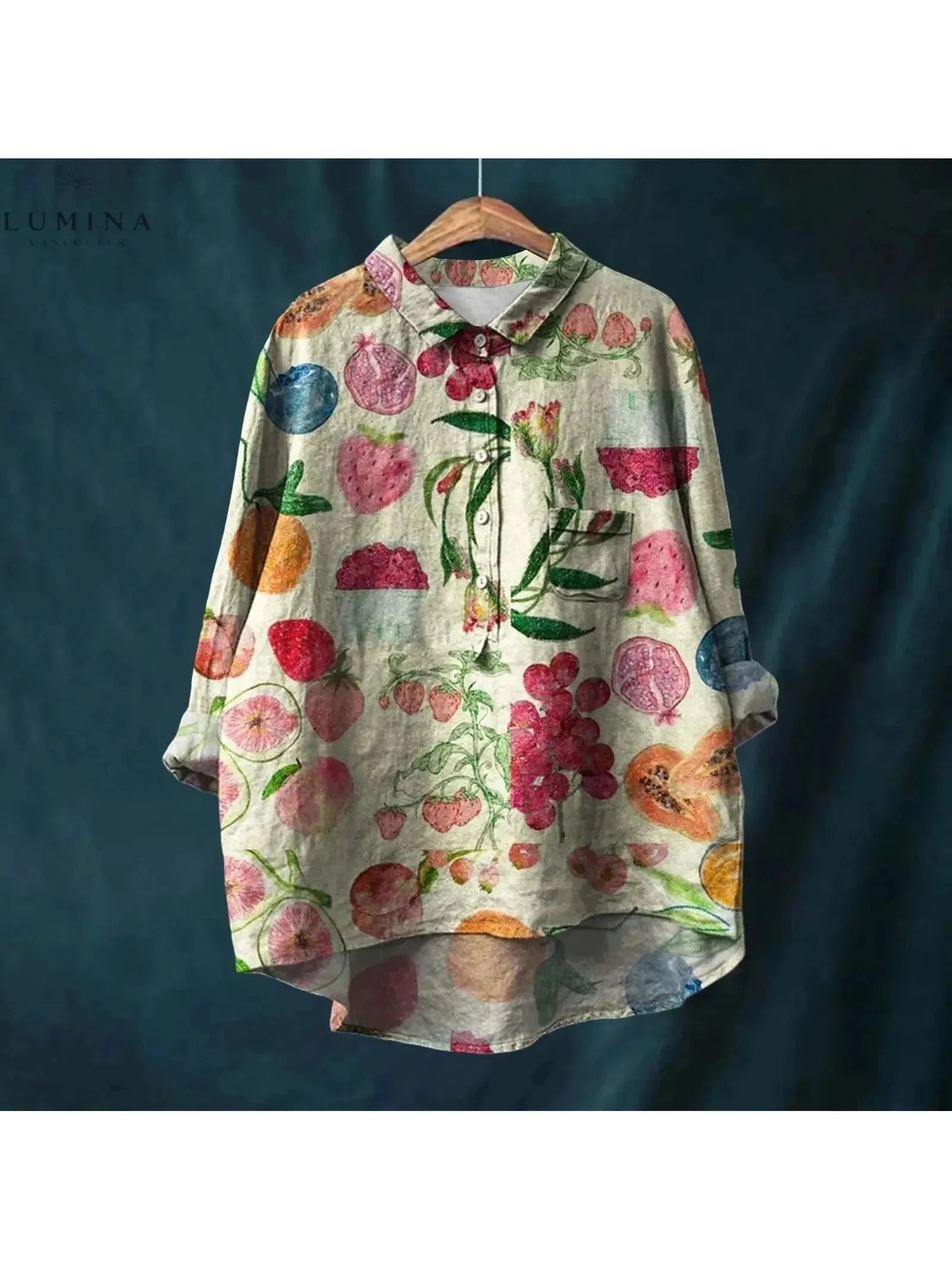 Gray Natasha Art Elegant Floral Blouse from Lumina Vancouver's Collection, featuring a stylish floral design and comfortable fit.