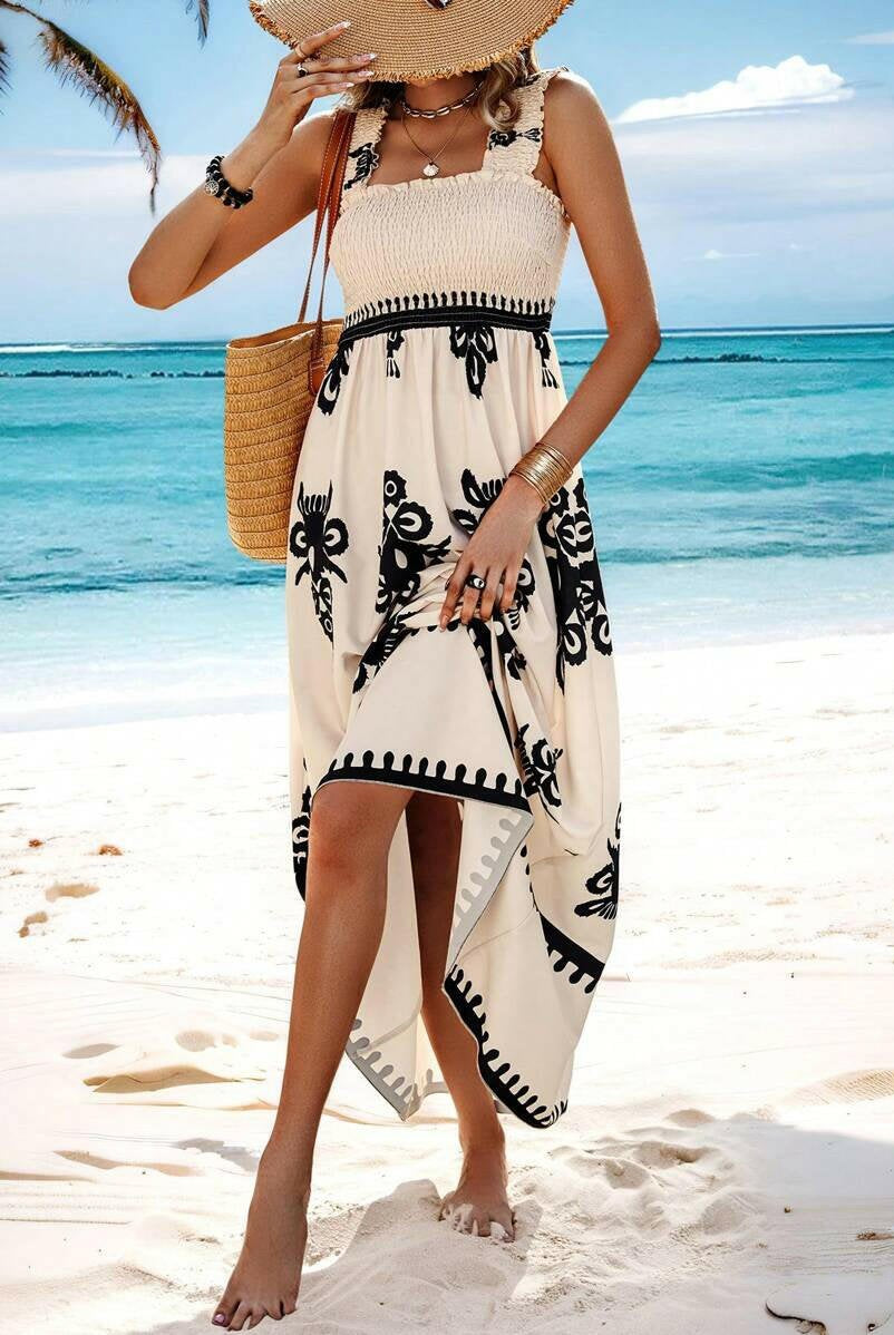 Cream Nereza™ Bohemian Maxi Dress by Lumina Vancouver, flowing fabric with boho style, perfect for summer and casual wear.