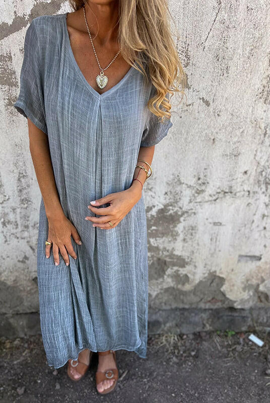 Blue Lumina Wear NIA maxi dress with flowing fabric and elegant design, perfect for stylish summer or evening wear.