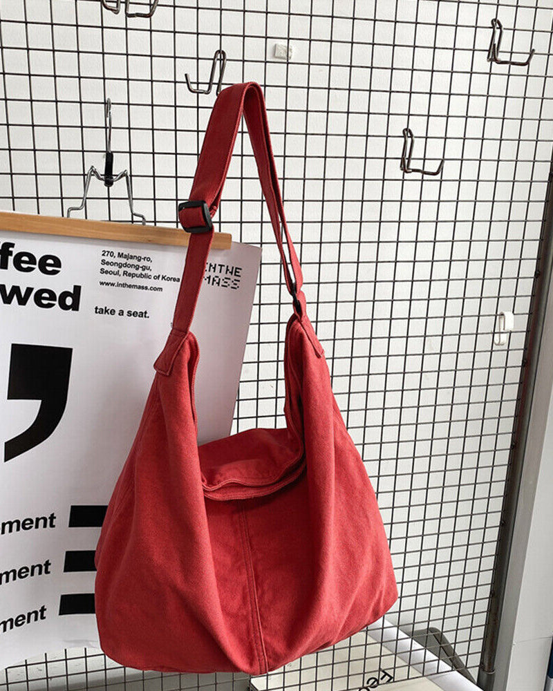 Beige minimalist canvas shoulder bag by Lumina Wear featuring an oversized design, perfect for stylish everyday use.