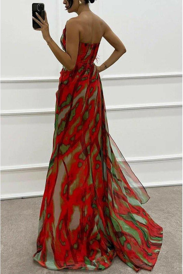 Noemi vibrant blue maxi dress by Lumina Wear, flowing design perfect for wedding guests, shown on a model.