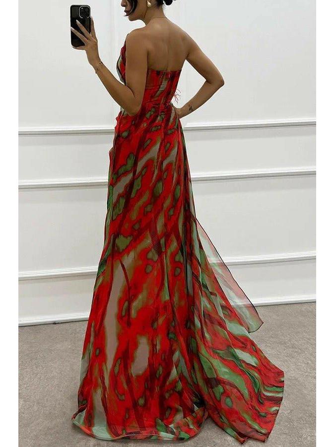 Noemi Vibrant Maxi Dress in blue by Lumina Vancouver, perfect for wedding guests, featuring flowing fabric and elegant design.