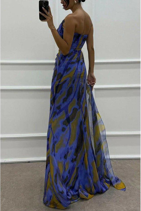 Noemi Vibrant Maxi Dress by Lumina Wear in blue, featuring flowy fabric and elegant design, perfect for weddings and special occasions.