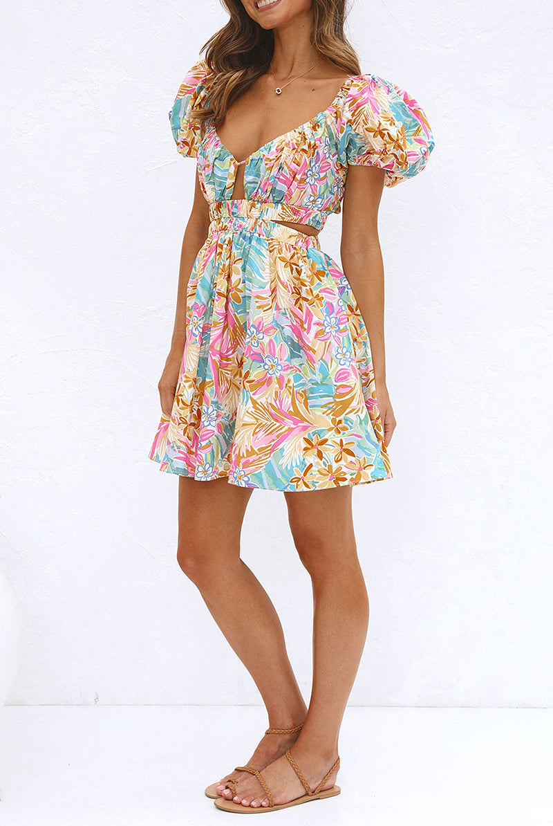 Lumina Vancouver Nova A-Line Dress with plunging neckline in multicolor fabric, size small, stylish and elegant for special occasions.
