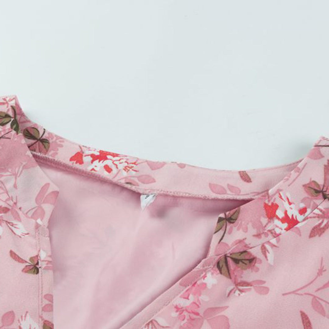 Blue Lumina Vancouver Nova A-Line Dress with V-neck and short sleeves, perfect for casual or semi-formal occasions.