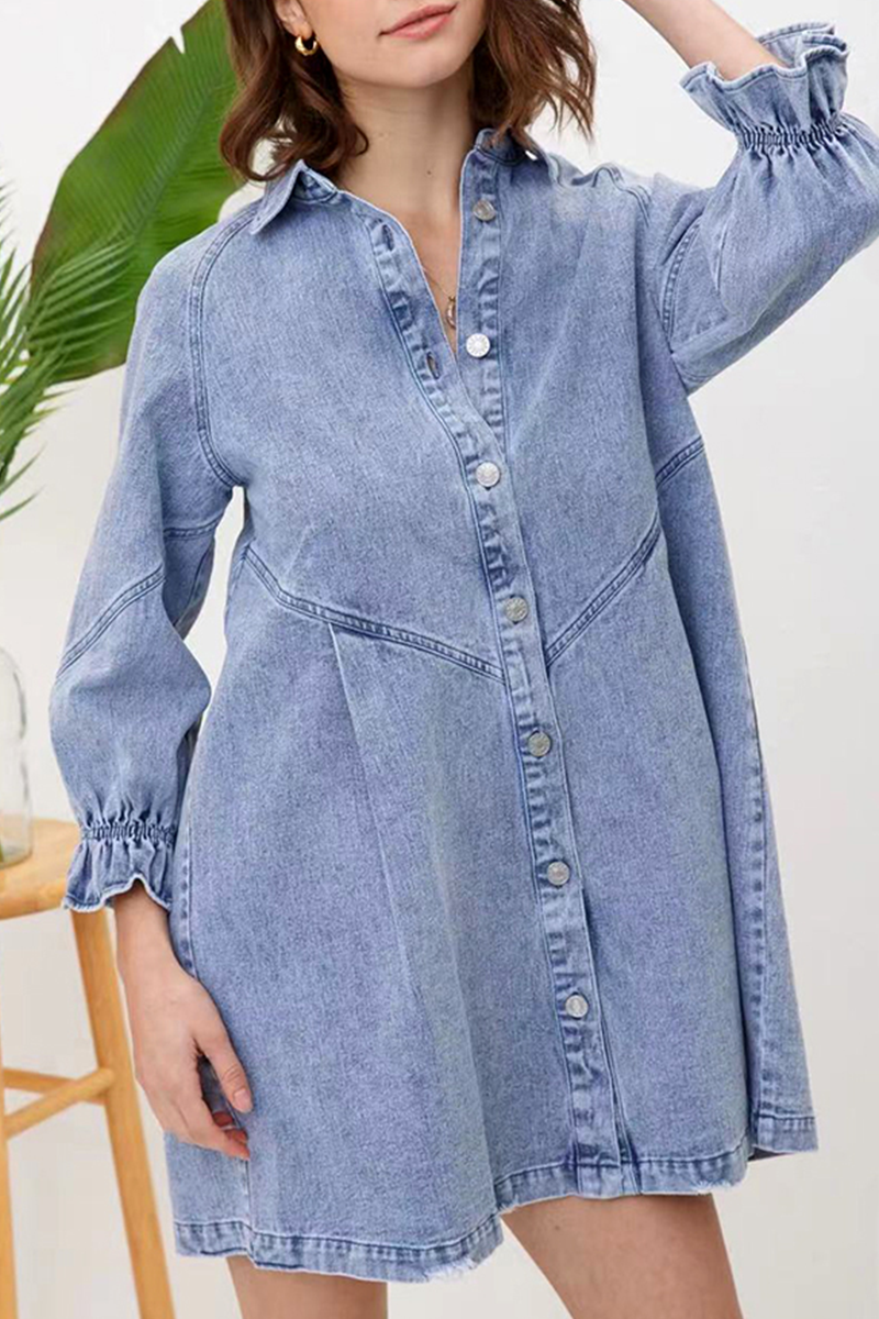 Pink denim button-down shirt dress from Lumina Vancouver, styled as a casual, relaxed fit with front buttons and collar.