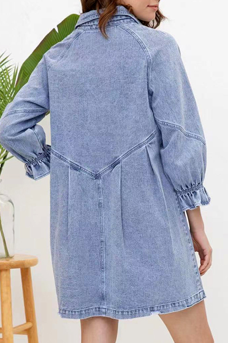 Pink denim button-down shirt dress by Lumina Vancouver, featuring a casual fit and classic collar design.