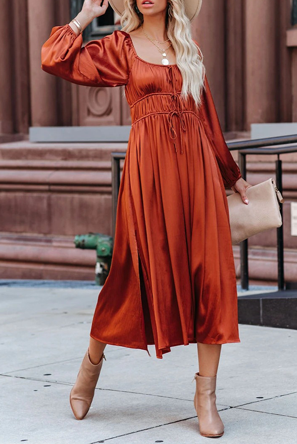 Orange Lumina Wear Niamh Everyday Elegance mini midi dress with a fitted silhouette and elegant design.