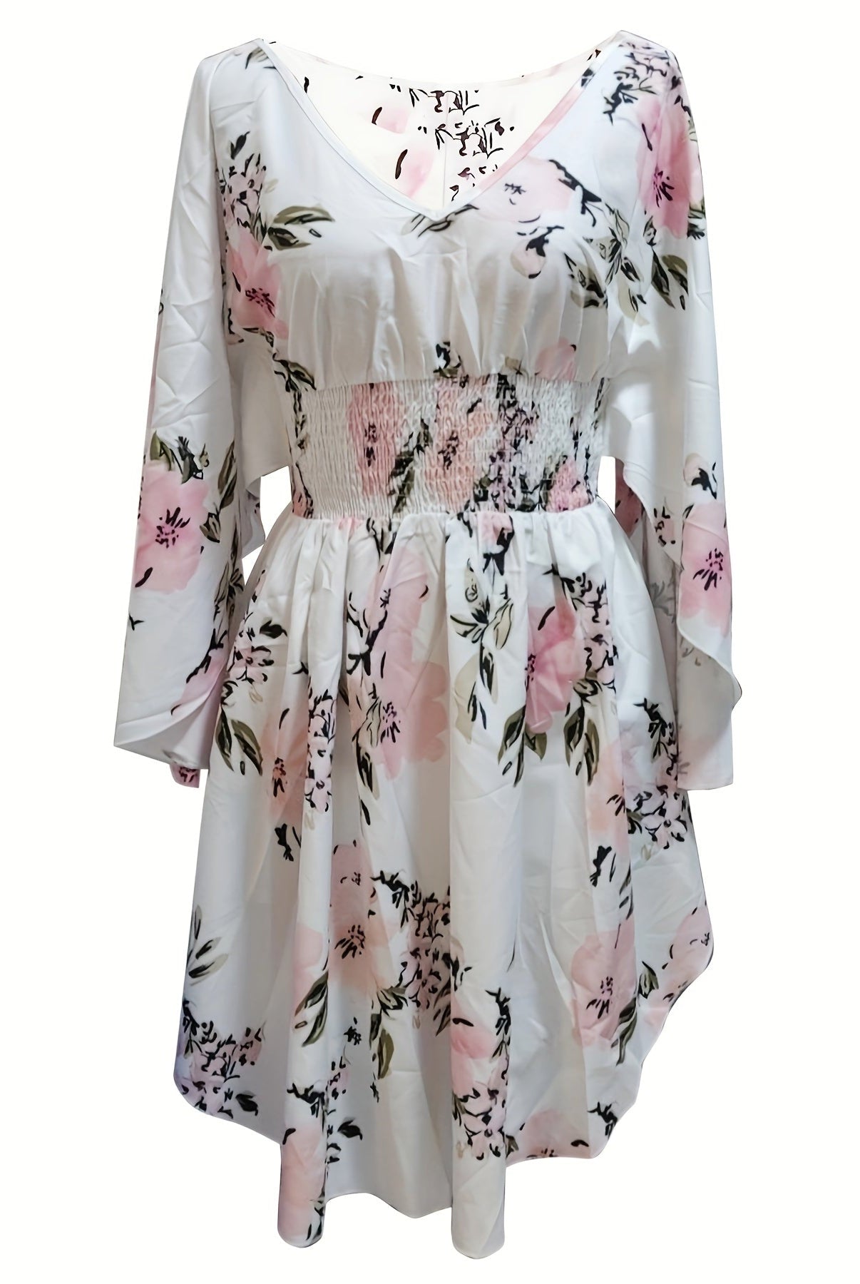 Lumina Vancouver Nova floral print mini dress with V-neck, featuring a colorful, stylish design perfect for casual or semi-formal occasions.