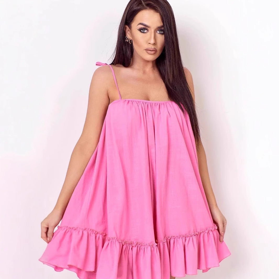 Pink Nova lightweight cotton sundress by Lumina Wear, styled as a mini dress with a relaxed fit and casual summer vibe.