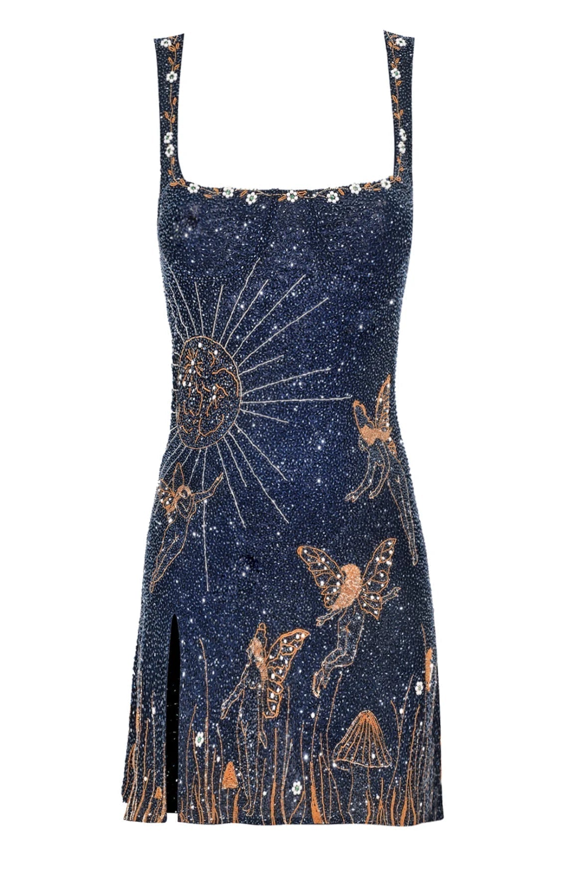 Black Nova mini dress with square neckline by Lumina Vancouver, perfect for evening occasions.