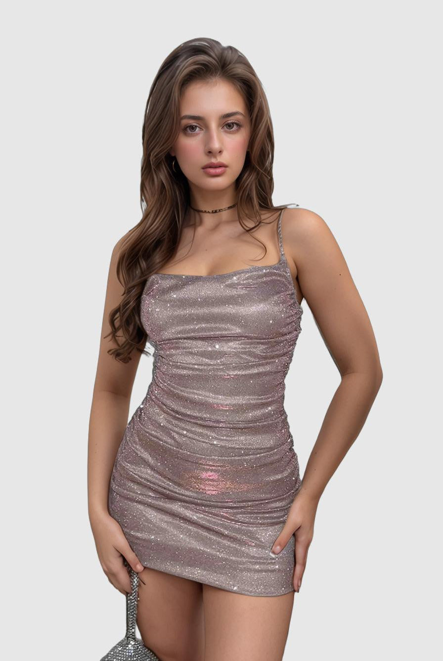 Pink Nova Nightstar bodycon mini dress by Lumina Vancouver, fitted style with a sleek silhouette and stylish design.