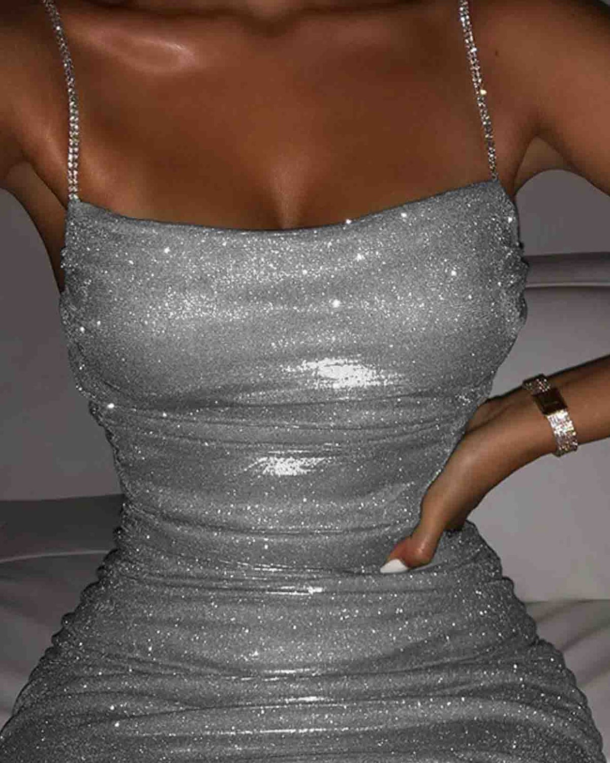 Pink Nova Nightstar Bodycon Mini Dress by Lumina Wear, fitted silhouette, sleeveless design, stylish for evening wear.