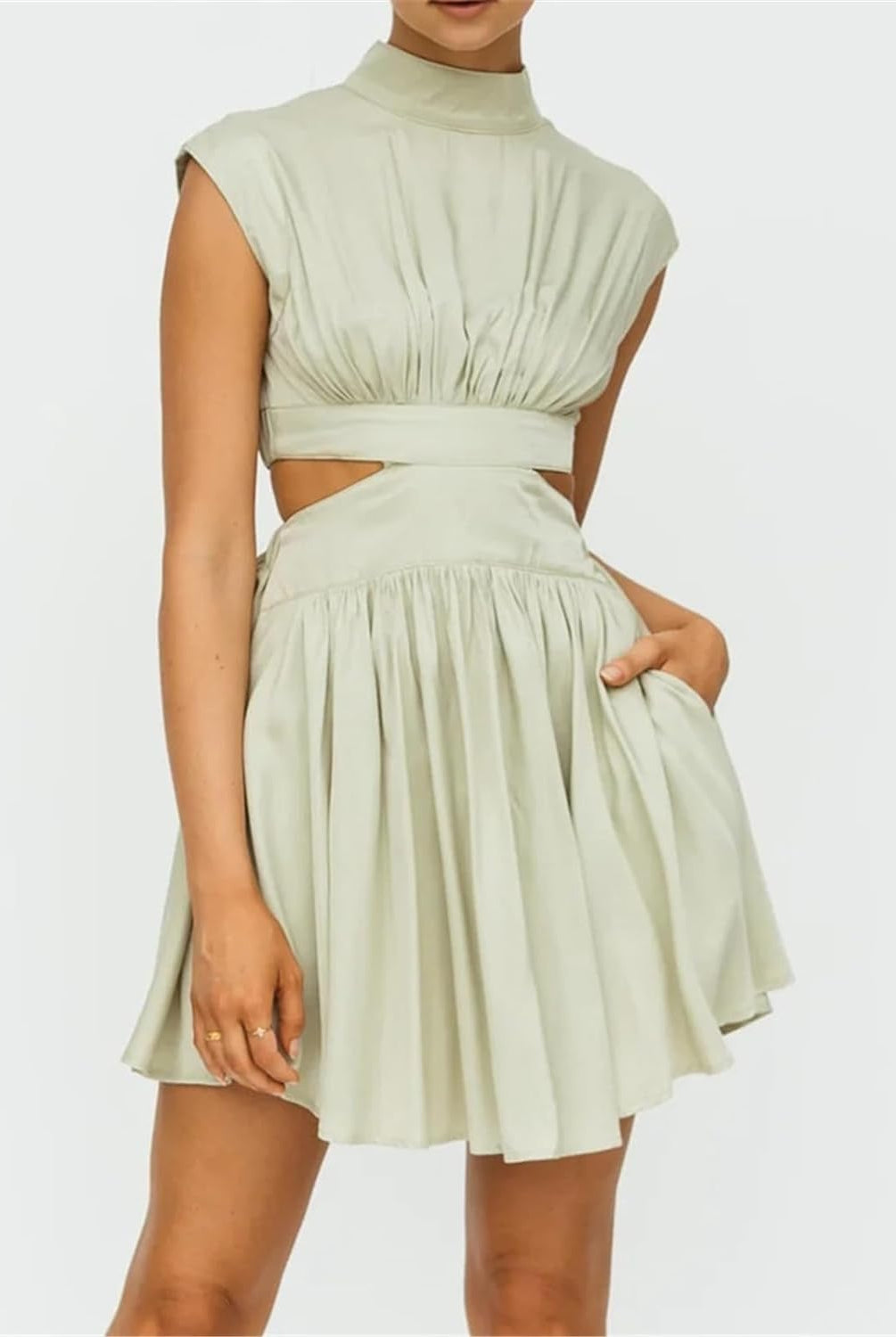 Black Nova two-piece sleeveless mini dress by Lumina Vancouver, featuring a stylish and modern design.