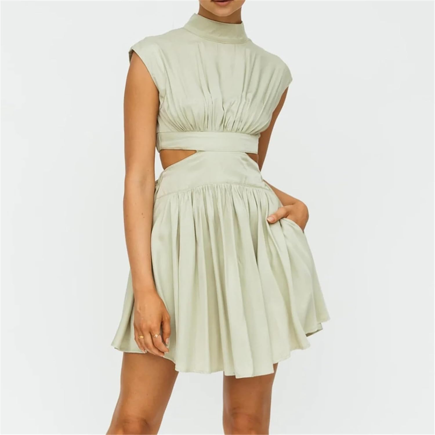 Black Nova two-piece sleeveless mini dress by Lumina Vancouver, featuring a stylish and modern design.