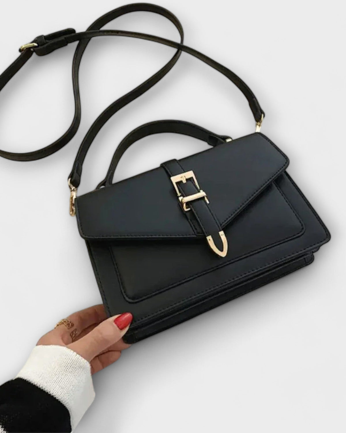 Lumina Wear Olivia mini satchel handbag in khaki with timeless buckle detail, featuring a compact design and elegant style.