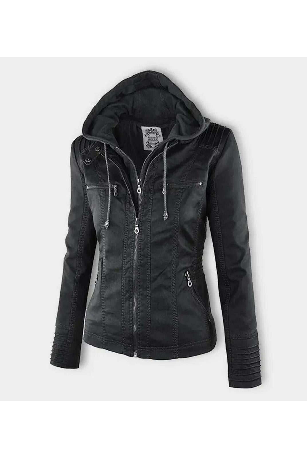 Olivia™ | Waterproof Women's Leather Jacket with Hood
