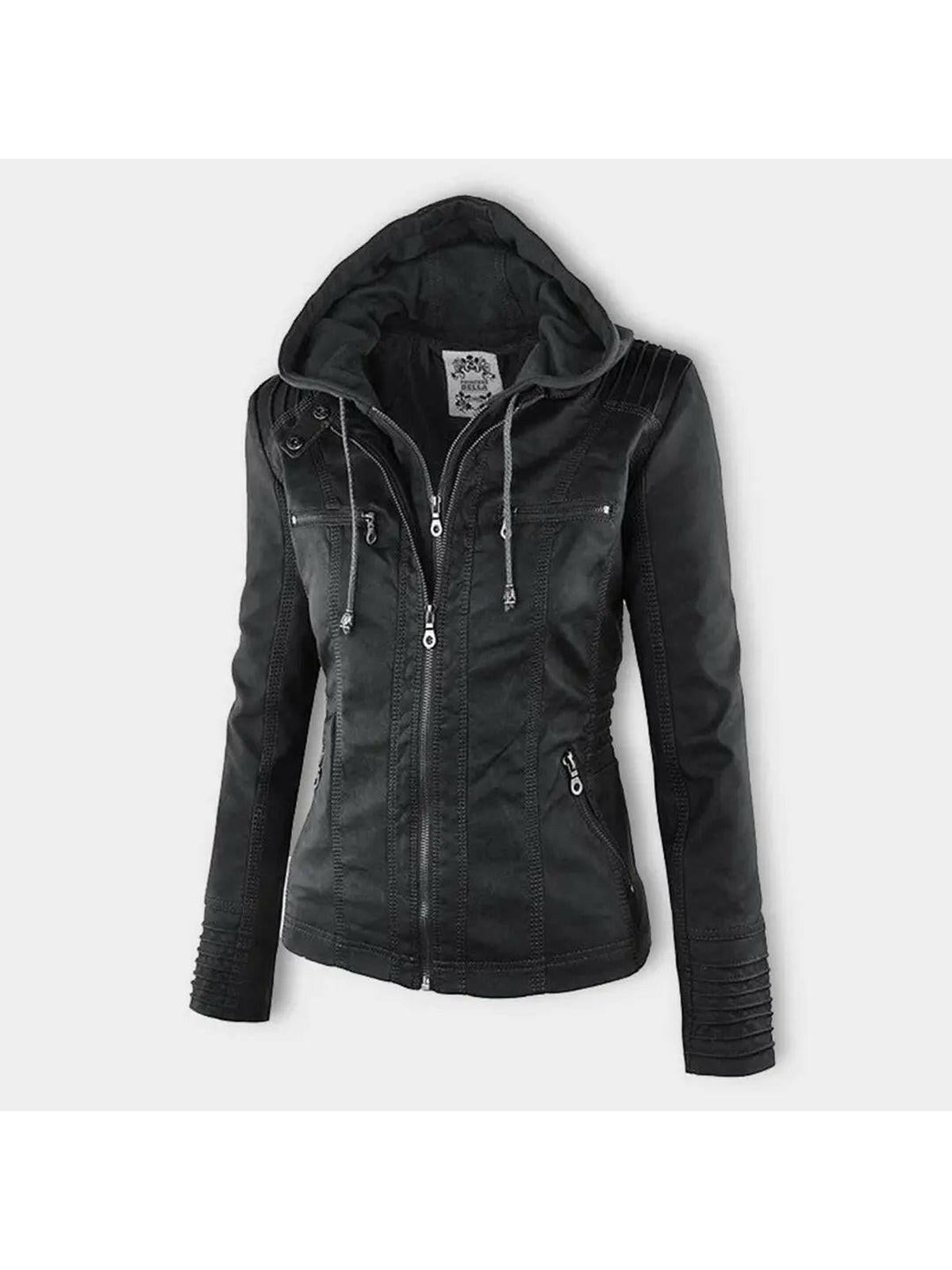 Olivia waterproof hooded jacket for women by Lumina Vancouver, khaki color, water-resistant with leather accents and hood.