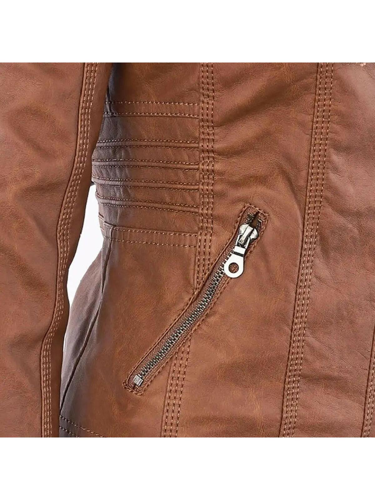Olivia water-resistant hooded women's jacket by Lumina Vancouver in khaki, featuring a sleek leather design and functional hood.