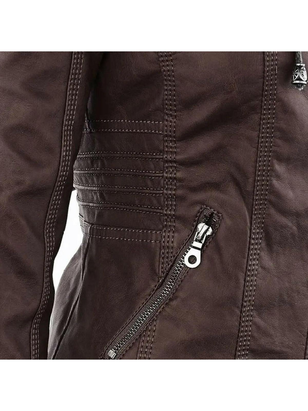 Olivia waterproof hooded women's jacket in khaki from Lumina Vancouver, featuring water-resistant leather and a hood for outdoor protection.