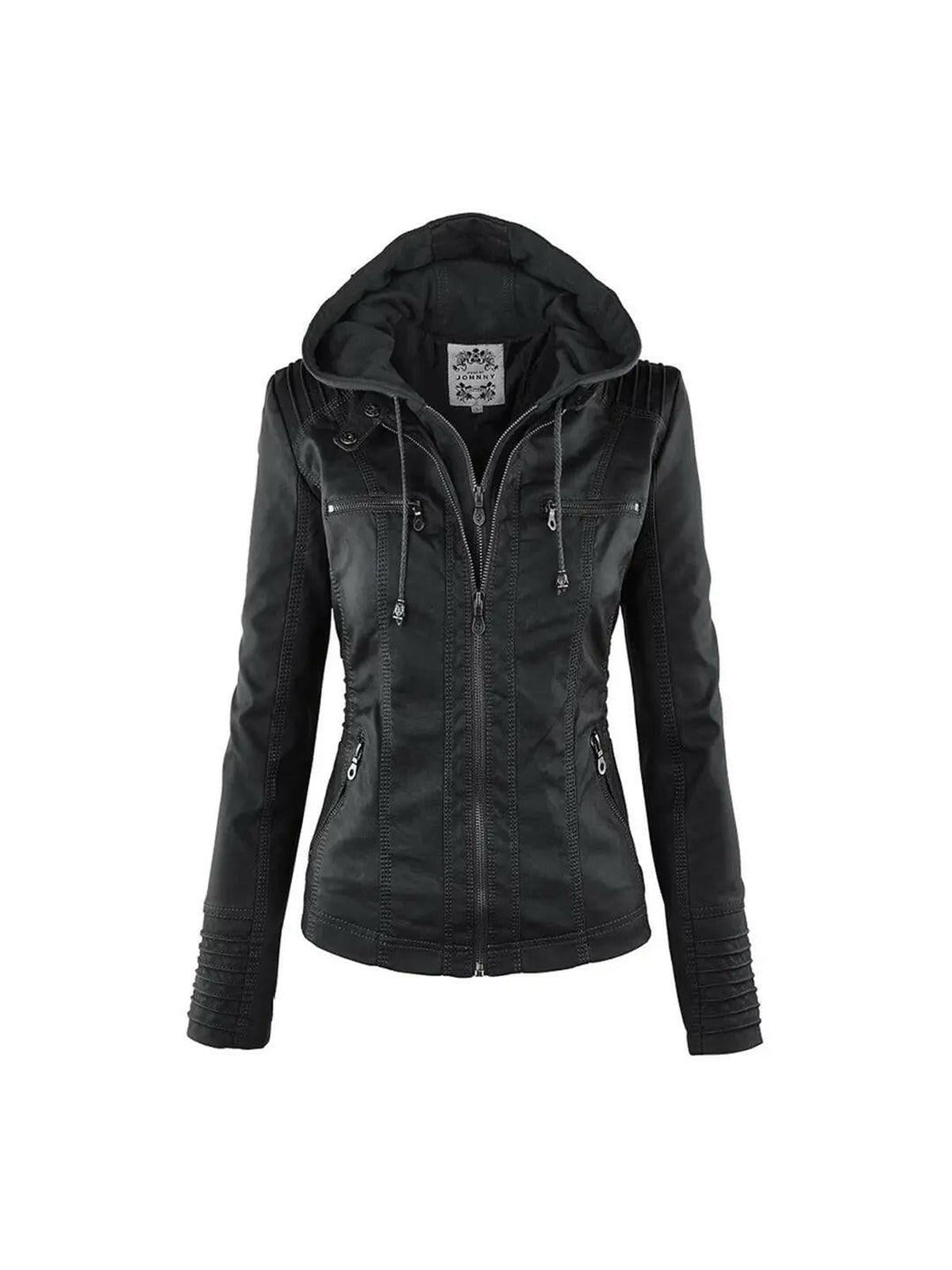 Olivia water-resistant hooded women's leather jacket in khaki by Lumina Vancouver, featuring a stylish design and waterproof fabric.