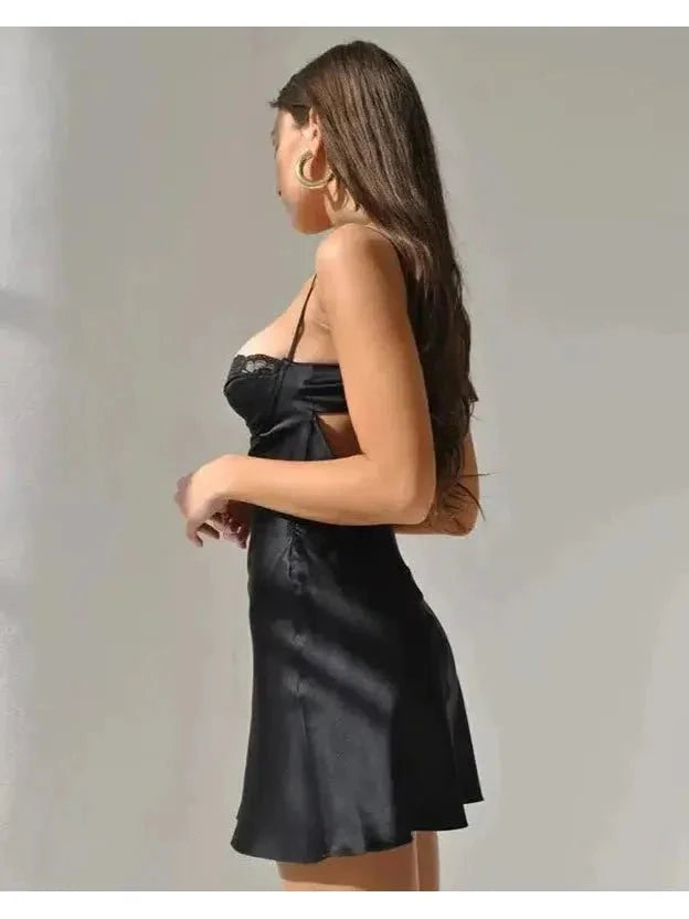 White satin nightdress from Lumina Vancouver featuring a pear-shaped design and luxurious fabric for elegant sleepwear.
